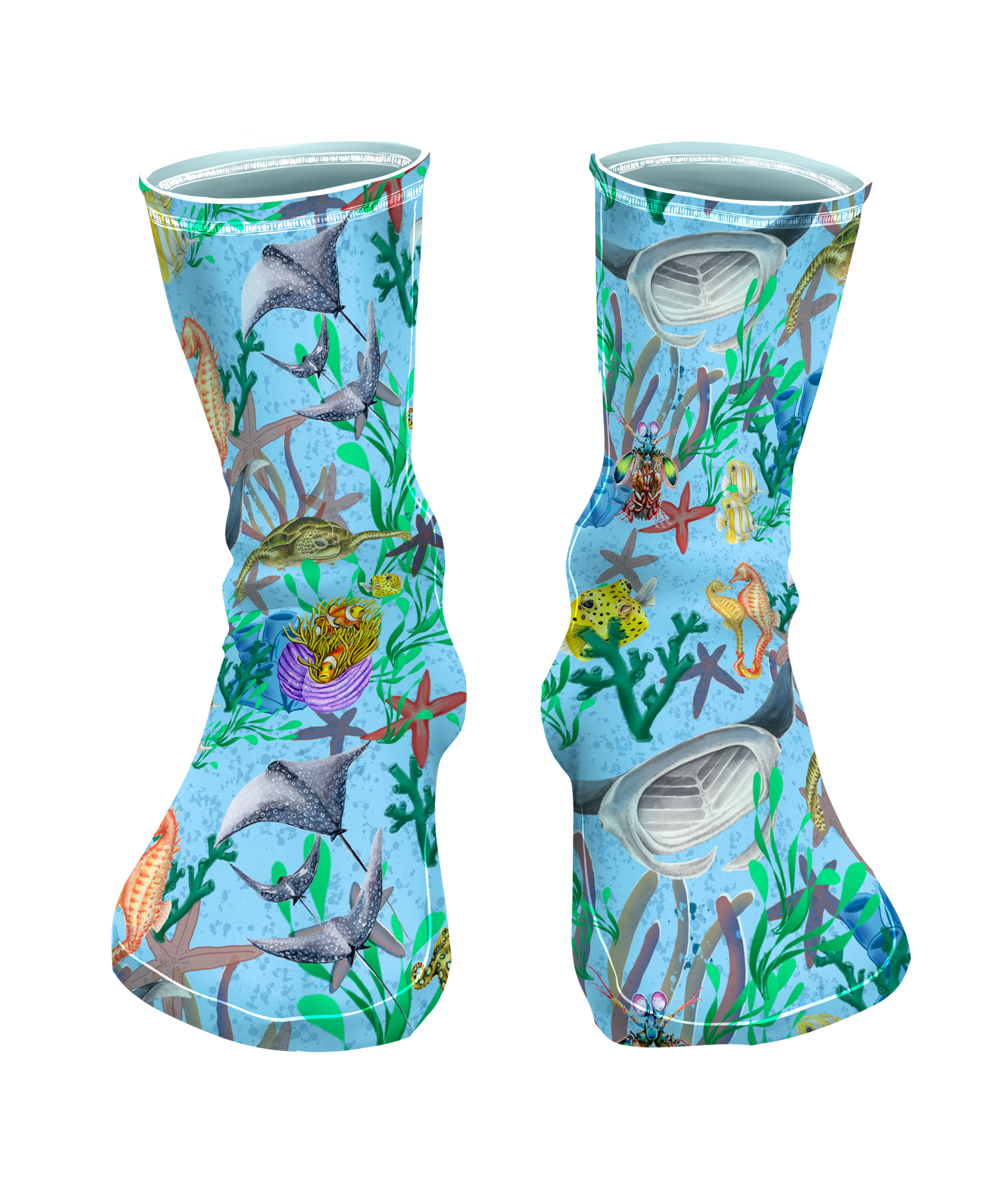 ♻️ RECYCLED 🌊 Scuba Socks SHORT Sea Connection Art