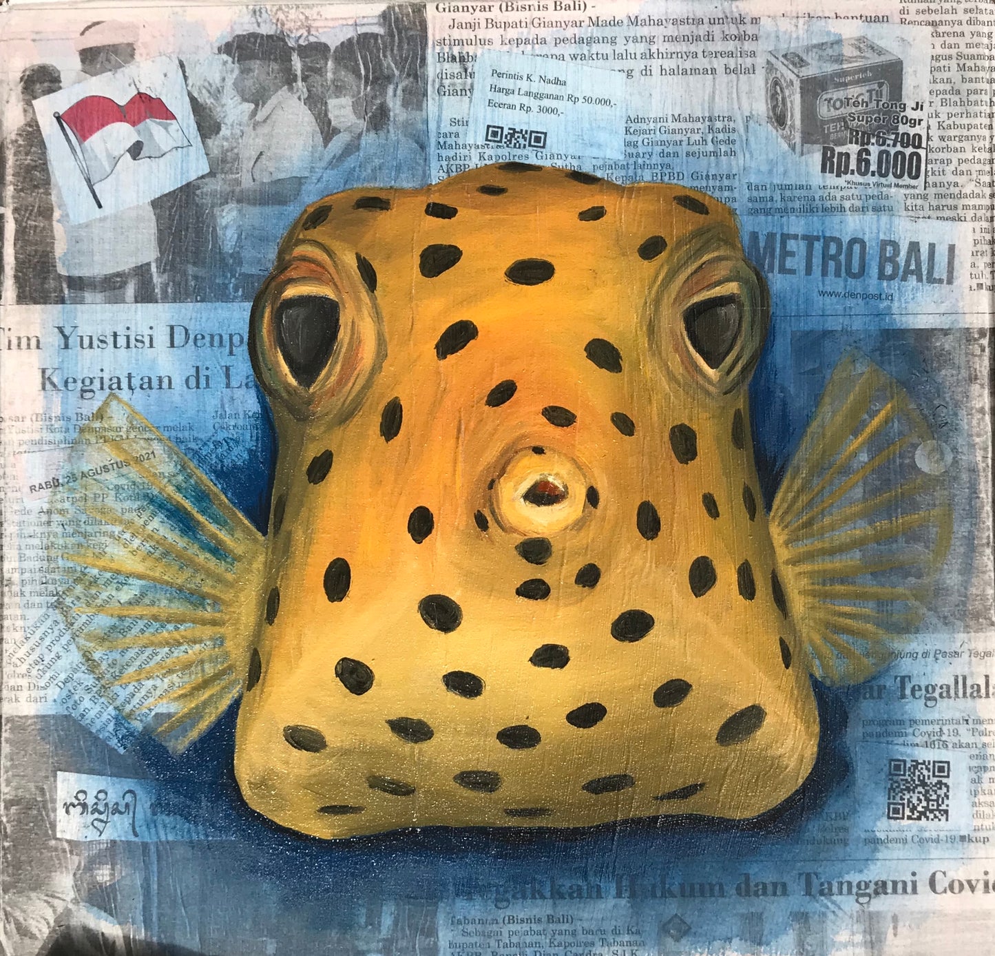 Original Oil Painting "Boxfish in the News!"