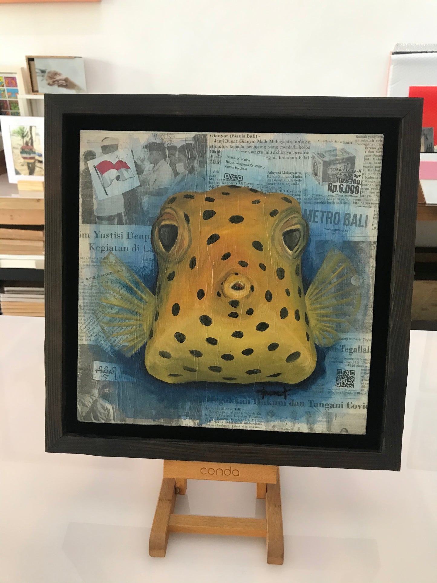 Original Oil Painting "Boxfish in the News!"