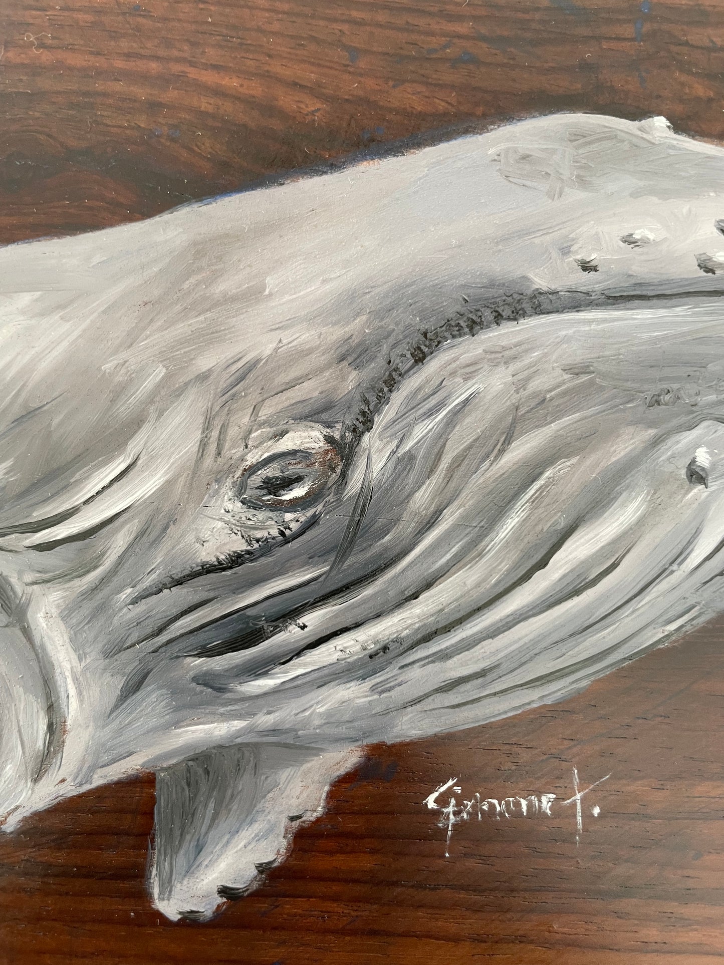 Original Painting - Humpback Whale on Ebony wood