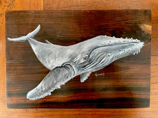 Original Painting - Humpback Whale on Ebony wood